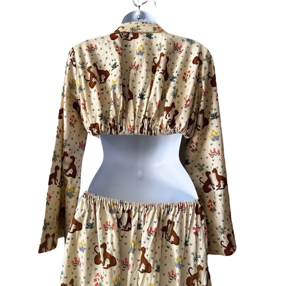 **RARE** NWOT Rhode Yellow Cutout Dress Meadow Animal Print Long Sleeves - Picture 11 of 11